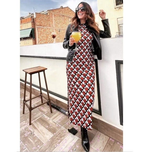Zara geometric midi dress XS -READ - Picture 6 of 14